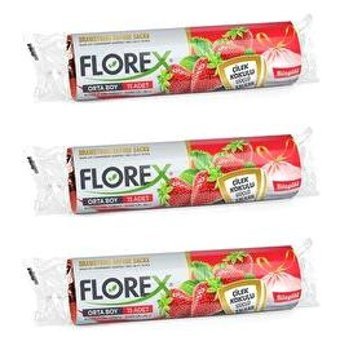 Florex Çilek Kokulu Büzgülü Orta Boy 55x60 cm Çöp Poşeti 3x10 Adet Pembe