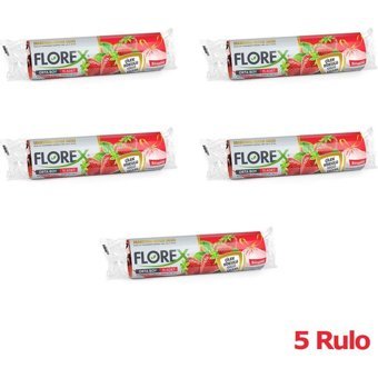 Florex Çilek Kokulu Büzgülü Orta Boy 55x60 cm Çöp Poşeti 5x10 Adet Pembe