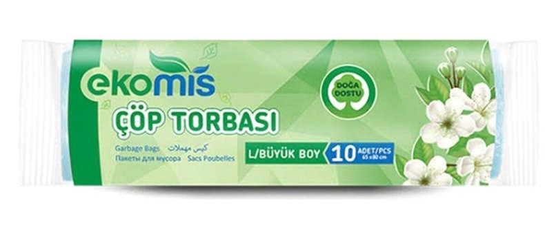 Ekomis Doğa Dostu Çiçek Kokulu Büyük Boy 65x80 cm Çöp Poşeti 10 Adet Mavi