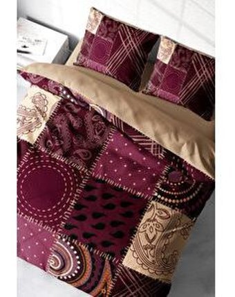 Monohome Pamuk Saten Dört Mevsim 200 x 220 cm Çift Kişilik Çarşaflı Desenli Nevresim Takımı Bordo