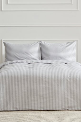 Karaca Home Pamuk-Polyester Dört Mevsim 200 x 220 cm Çift Kişilik Çarşaflı Çizgili Nevresim Takımı Bej