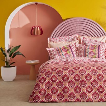 Karaca Home Pamuk Dört Mevsim 200 x 220 cm Çift Kişilik Çarşaflı Desenli Nevresim Takımı Pembe - Turuncu