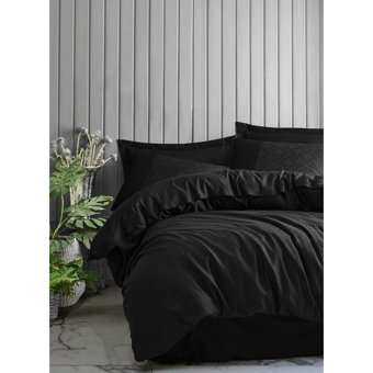 Cotton Box Pamuk Saten Dört Mevsim 200 x 220 cm Çift Kişilik Çarşaflı Jakarlı Nevresim Takımı Siyah