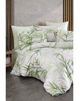 Varol Bambu Dört Mevsim 200 x 220 cm Çift Kişilik Çarşaflı Desenli Nevresim Takımı Yeşil