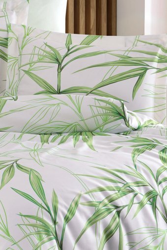 Varol Bambu Dört Mevsim 200 x 220 cm Çift Kişilik Çarşaflı Desenli Nevresim Takımı Yeşil