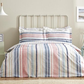 Karaca Home Pamuk Dört Mevsim 200 x 220 cm Çift Kişilik Çarşaflı Çizgili Nevresim Takımı Kırmızı-Mavi-Sarı