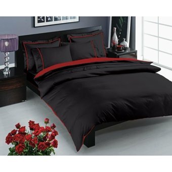 Taç Saten Delux Dört Mevsim 200 x 220 cm Çift Kişilik Çarşaflı Düz Nevresim Takımı Siyah