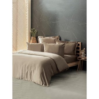 Cotton Box 60% İpek - 40% Pamuk Dört Mevsim 200 x 220 cm Çift Kişilik Çarşaflı Düz Nevresim Takımı Bej