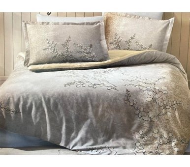 Özdilek Pamuk Saten Dört Mevsim 200 x 220 cm Çift Kişilik Çarşaflı Desenli Nevresim Takımı Gri