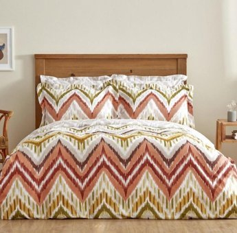 Karaca Home Pamuk Dört Mevsim 200 x 220 cm Çift Kişilik Çarşaflı Desenli Nevresim Takımı Turuncu - Yeşil