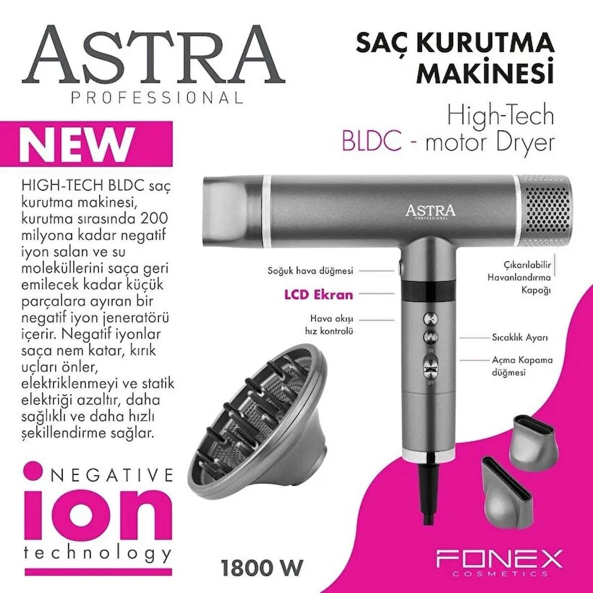 Astra Professional High Tech Vigolu İyonlu 1800 W Profesyonel Saç Kurutma Makinesi