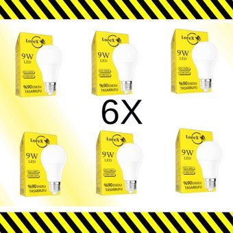 Lorex LR-LA9 6'lı 9 W Tasarruflu Beyaz E27 Armut LED Ampul