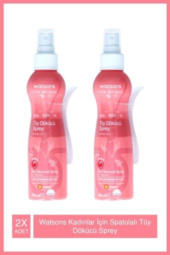 Watsons Love My Skin Tüm Ciltler İçin Koltuk Altı Bacak Genital Bölge Kadın Tüy Dökücü Sprey 2x150 ml