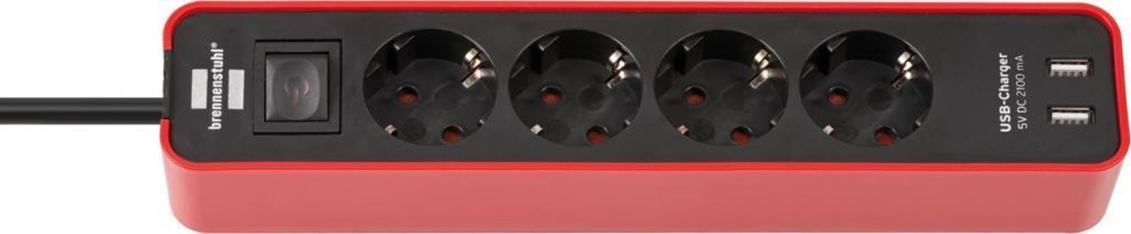 Brennenstuhl Kalın 4'lü 1.5 m USB Uzatma Kablosu Kırmızı