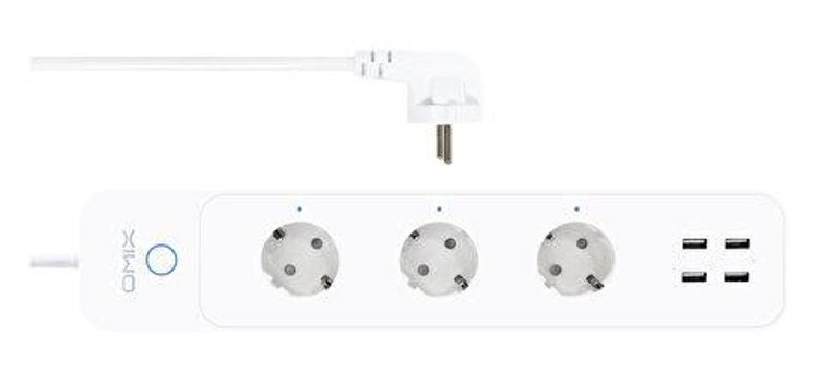 Omix MixSocket Pro İnce Topraklı Anahtarlı Akım Korumalı 3'lü USB Uzatma Kablosu Beyaz