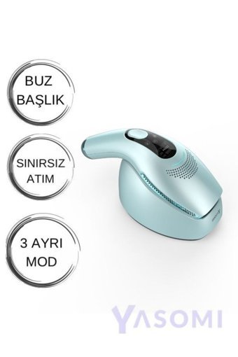 Yasomi Ai99 Pro Mavi Sınırsız Atımlı Koltuk Altı Genital Bölge Tüm Vücut 3 Başlıklı IPL Lazer Epilasyon Aleti