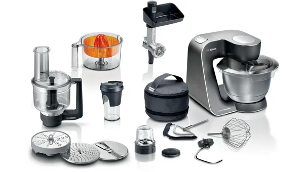 Bosch MUM59M55 Paslanmaz Çelik 1000 W 3.9 lt Standlı Hamur Yoğurma ve Mutfak Şefi Gümüş