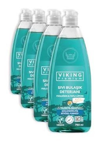Viking Premium Fesleğen-Limon Kokulu El Bulaşık Deterjanı 4x750 ml