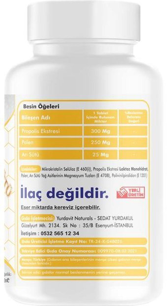 Yurdavit Polen Yetişkin Arı Sütü 2x100 Adet