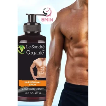Le Sandre Organics Tüm Ciltler İçin Koltuk Altı Bacak Erkek Tüy Dökücü Sprey 473 ml
