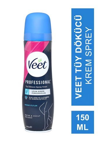 Veet Professional Hassas Ciltler İçin Koltuk Altı Bacak Genital Bölge Kadın Tüy Dökücü Sprey 150 ml