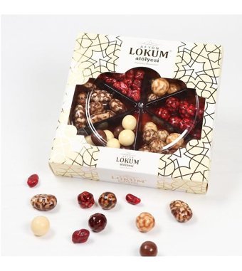 Lokum Atölyesi Draje Ayvalı-Bademli-Böğürtlenli-Fındıklı Çikolata 230 gr