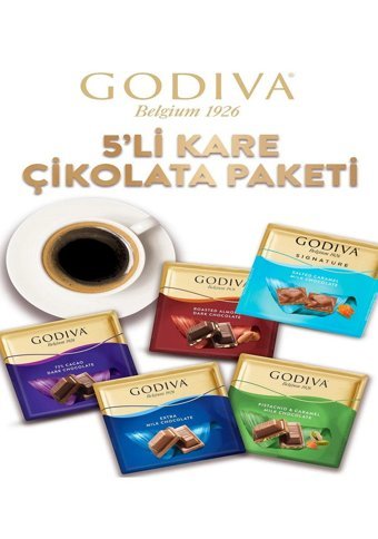 Godiva Kare Karışık Çikolata 5x60 gr