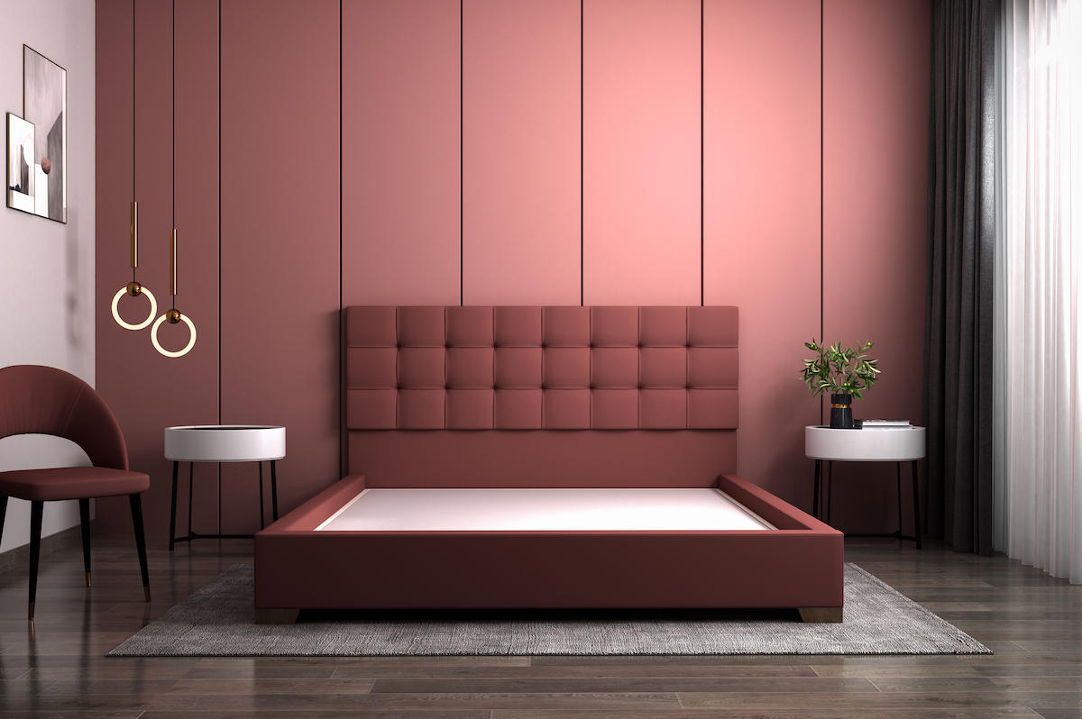 Moly Orion 160x200 cm Başlıklı Çift Kişilik Baza Kırmızı