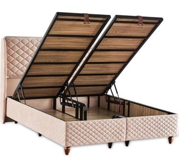 Niron Yatak 200x200 cm Başlıklı Sandıklı Çift Kişilik Baza Pembe
