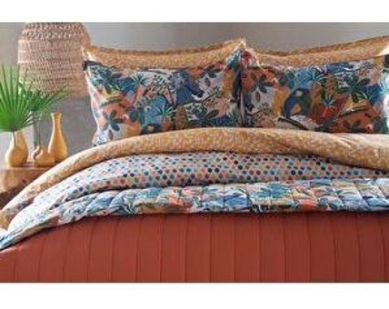 Apricitas Forest Pamuk 160x220 cm Çarşaflı Geometrik Tek Kişilik Nevresim Takımı Terracota