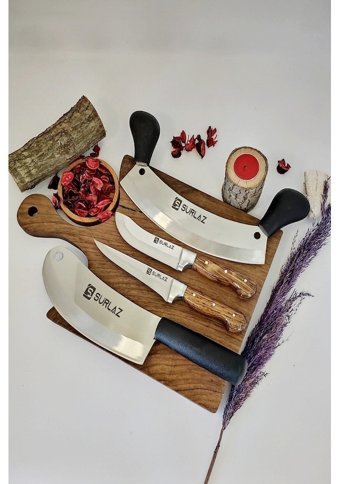 Sürlaz Ahşap Saplı 24 - 24 - 30 - 31 cm 4 Parça Düz Satır