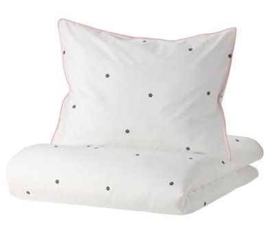 Ikea Vankrets Pamuk 150x200 cm Çarşafsız Puantiyeli Tek Kişilik Nevresim Takımı Beyaz