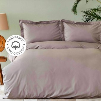 Karaca Home Back To Basic Vizon Pamuk 160x220 cm Çarşaflı Düz Renk Tek Kişilik Nevresim Takımı Vizon