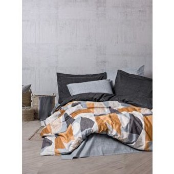Cotton Box Giorno Pamuk 160x220 cm Çarşaflı Geometrik Tek Kişilik Nevresim Takımı Gri