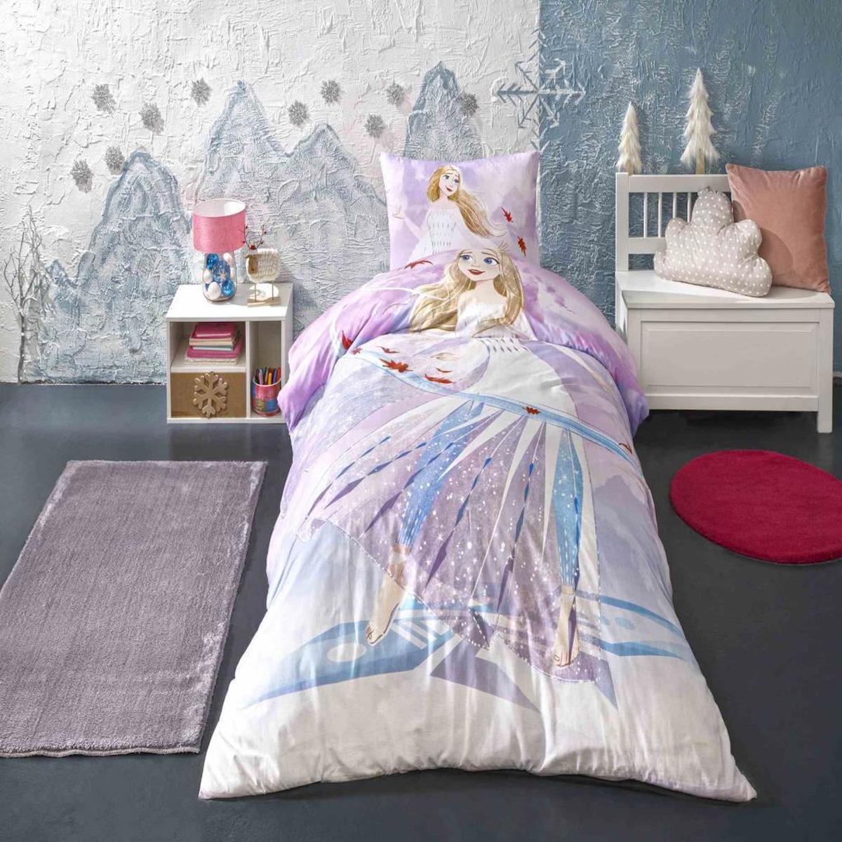 Taç Pamuk-Polyester 160x220 cm Çarşaflı Lastikli Frozen Breezy T Tek Kişilik Nevresim Takımı Çok Renkli