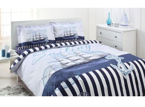 Özdilek Marine Sailing Pamuk 160x220 cm Çarşaflı Denizcilik Tek Kişilik Nevresim Takımı Bej