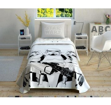 Taç Pamuk 160x220 cm Çarşaflı Lastikli Star Wars Tek Kişilik Nevresim Takımı Gri