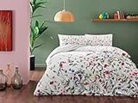 Taç Cherry Rainforce Pamuk 160x220 cm Çarşaflı Çiçekli Tek Kişilik Nevresim Takımı Yeşil