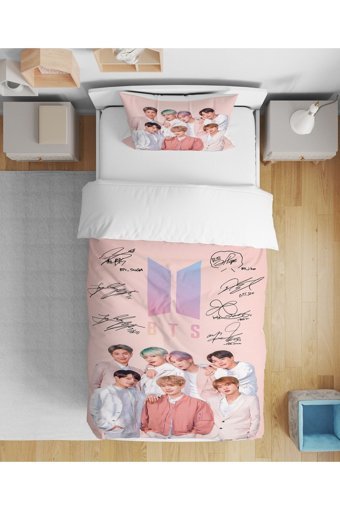 Erays Home Pamuk 160x220 cm Çarşafsız Bts Tek Kişilik Nevresim Takımı Siyah