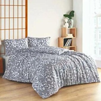 İpekçe Eva 4803-v7 Pamuk-Polyester 160x220 cm Çarşaflı Çiçekli Tek Kişilik Nevresim Takımı Gri