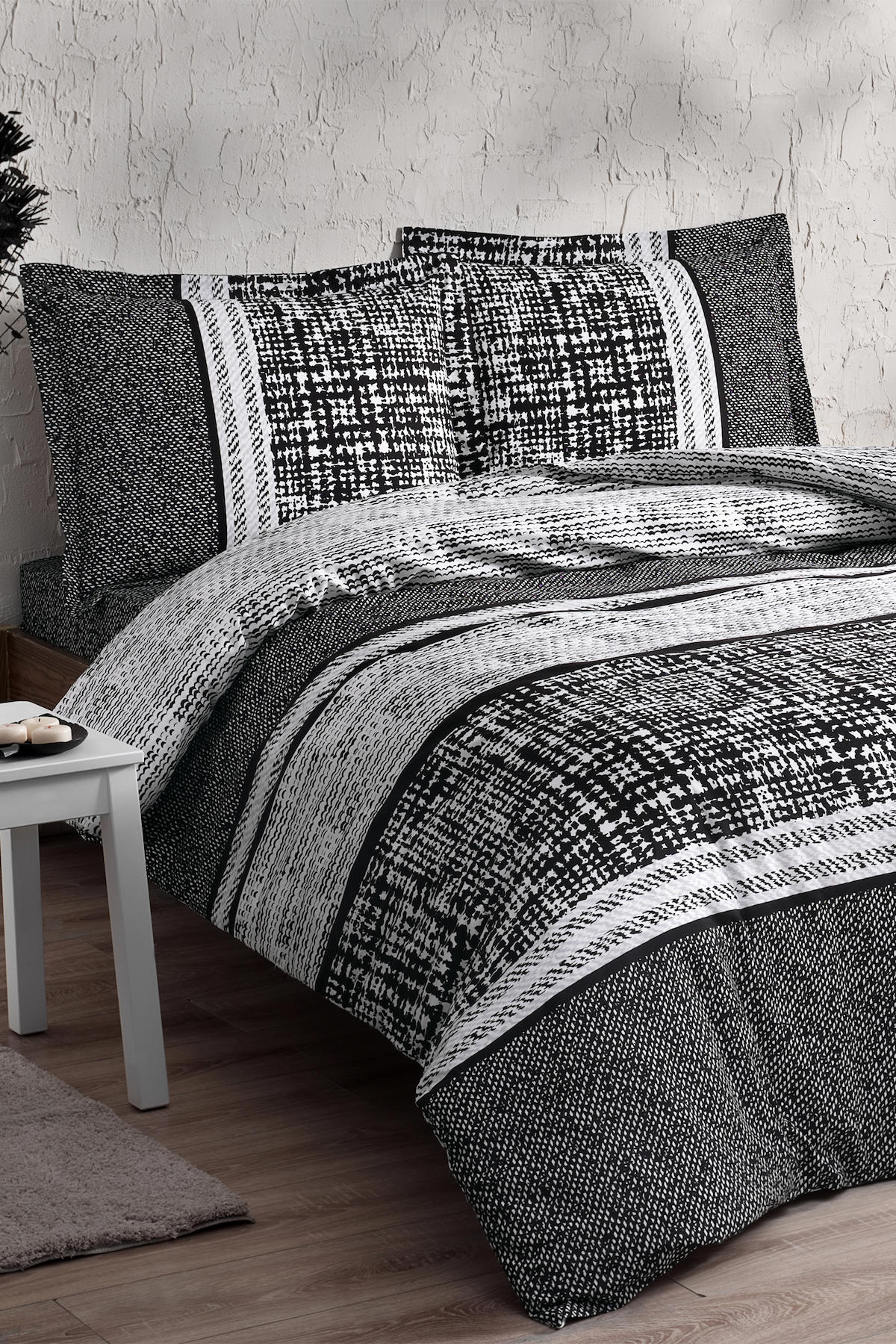 Özdilek Epoch Pamuk 160x220 cm Çarşaflı Geometrik Tek Kişilik Nevresim Takımı Gri