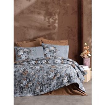 Cotton Box Complete Set Lenora Pamuk 180x230 cm Çarşaflı Çiçekli Tek Kişilik Nevresim Takımı Kahverengi
