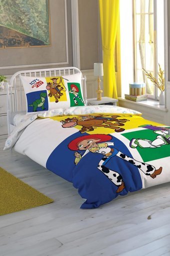Taç Adventure Pamuk 160x220 cm Çarşaflı Lastikli Toy Story Tek Kişilik Nevresim Takımı Çok Renkli