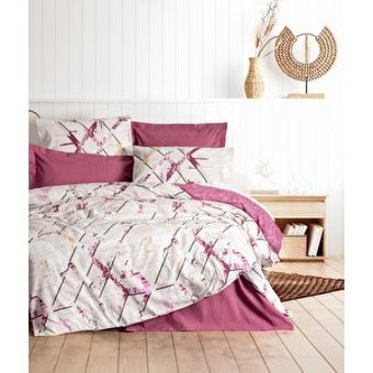 Cotton Box Modeline Renata Pamuk 160x220 cm Çarşaflı Geometrik Tek Kişilik Nevresim Takımı Mürdüm