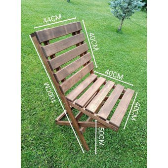 Aysebir 40x40 cm Tabureli Dikdörtgen Ahşap Katlanır Kamp Masası Kahverengi