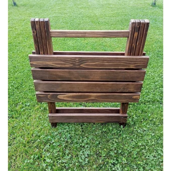 Aysebir 40x40 cm Tabureli Dikdörtgen Ahşap Katlanır Kamp Masası Kahverengi