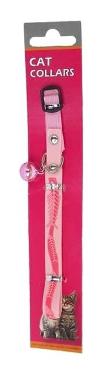 Eastland Balık Desenli Pembe Ayarlanabilir Gezdirme Boyun Kedi Tasması