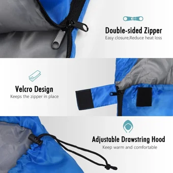 Evolite Alfa Pro 0 Derece Polyester 3 Mevsim Trekking Tek Kişilik Yetişkin Uyku Tulumu Mavi