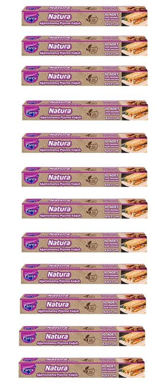 Parex Natura Ağartılmamış Hazır Kesim Pişirme Kağıdı 12x10 Adet