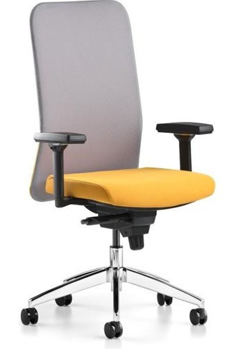 Bürotime Comfy Kolçaklı Dönerli Gri-Sarı Çalışma Sandalyesi